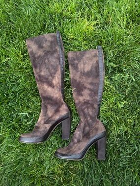 Donald J. Pliner Genuine Leather Heeled Boots with Faux Crocodile Trim